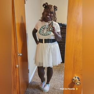 Elastic Waist Tulle Skirt - 3XL White